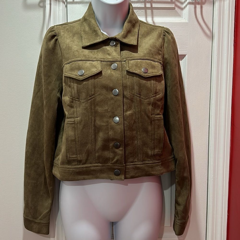 NWT Kut From The Kloth Women's Brown Matilda Crop‎ Faux Suede Jacket size XS